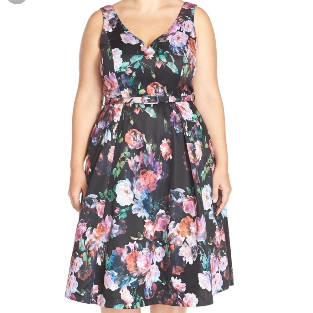 City Chic satin fit and flare dress